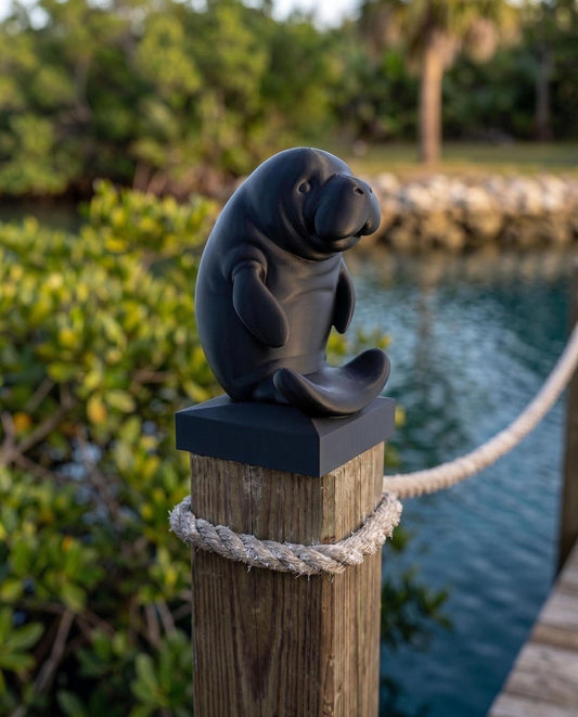 Manatee Post Cap | Decorative Fence Topper | Coastal Garden Gift | UV Resistant Outdoor Decor