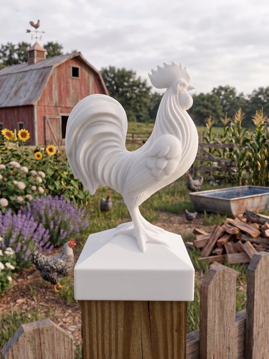 Rooster Post Cap | 4x4 Fence Topper | Chicken Coop Decor | Modern Farmhouse Style