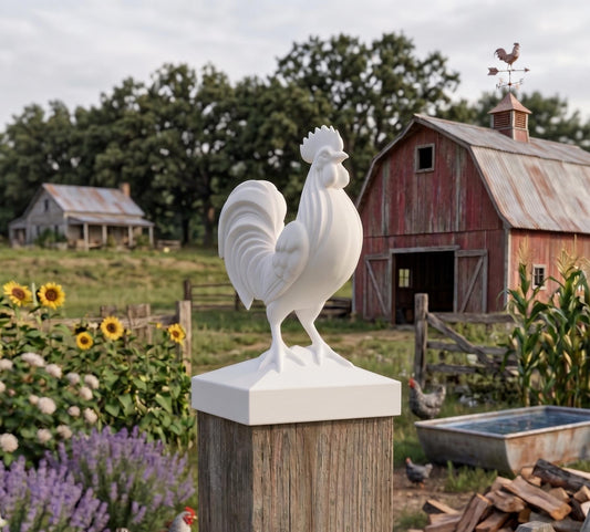 Rooster Post Cap | 4x4 Fence Topper | Chicken Coop Decor | Modern Farmhouse Style