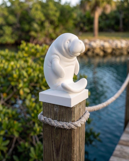 Manatee Post Cap | Decorative Fence Topper | Coastal Garden Gift | UV Resistant Outdoor Decor