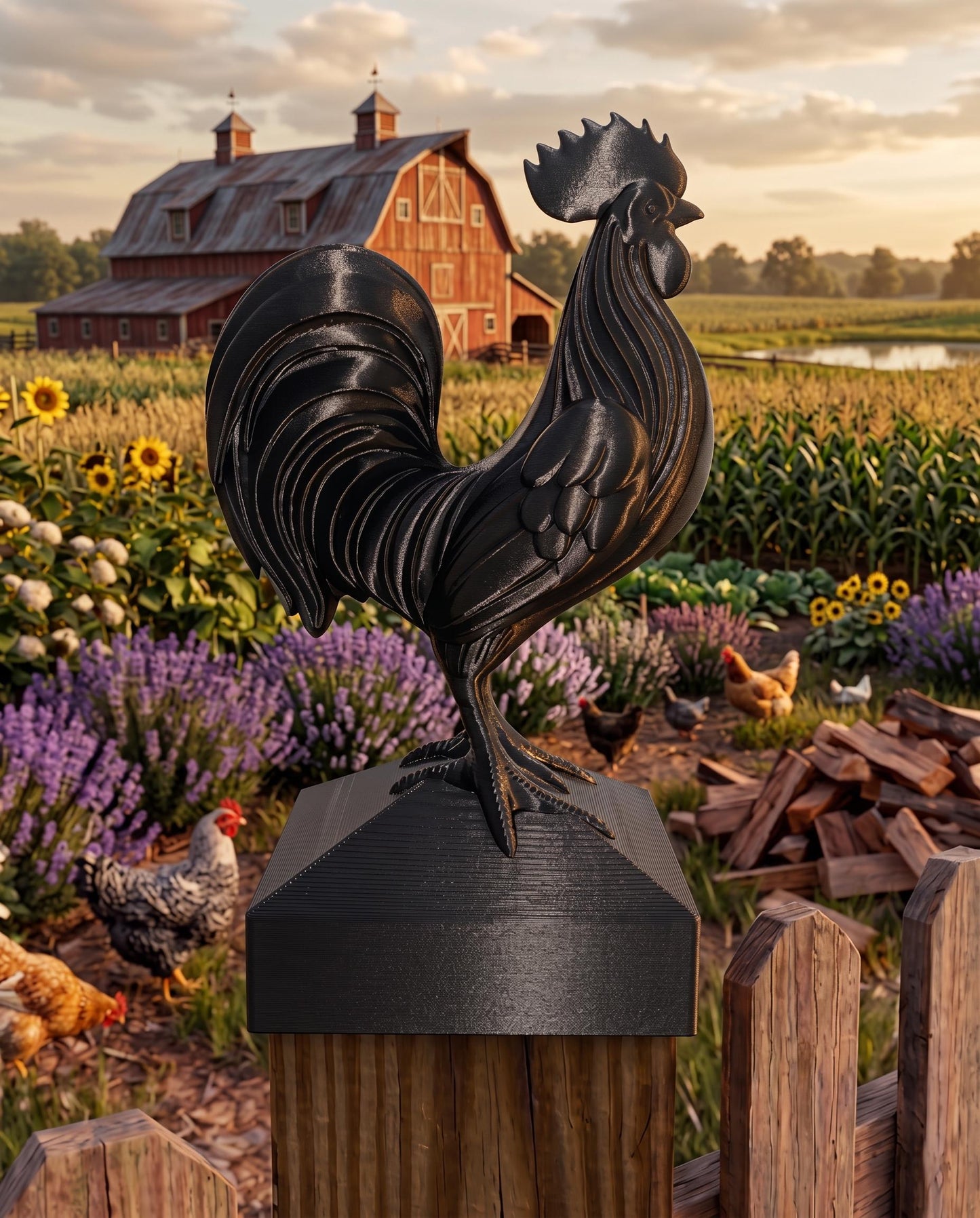 Rooster Post Cap | 4x4 Fence Topper | Chicken Coop Decor | Modern Farmhouse Style