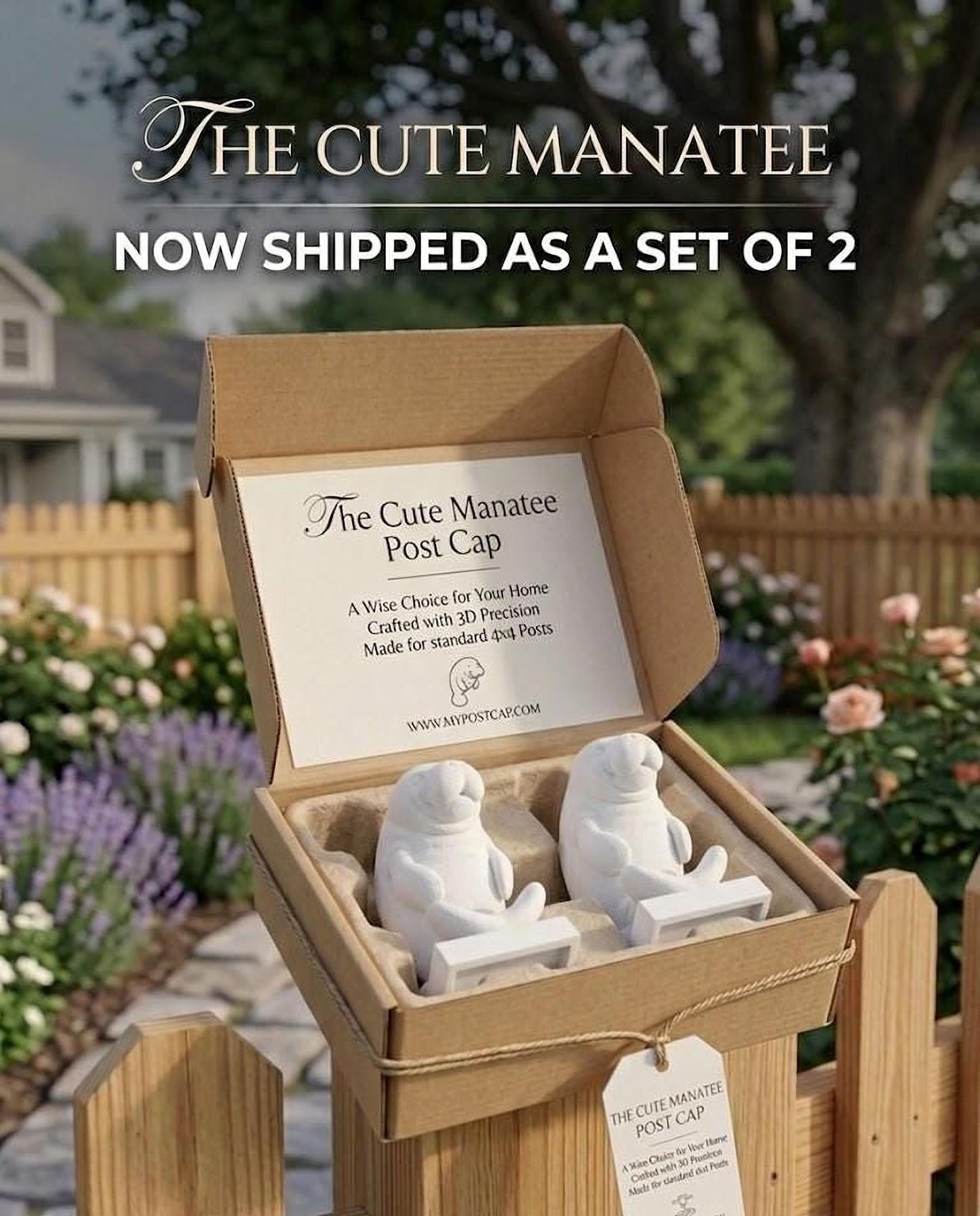 Manatee Post Cap | Decorative Fence Topper | Coastal Garden Gift | UV Resistant Outdoor Decor