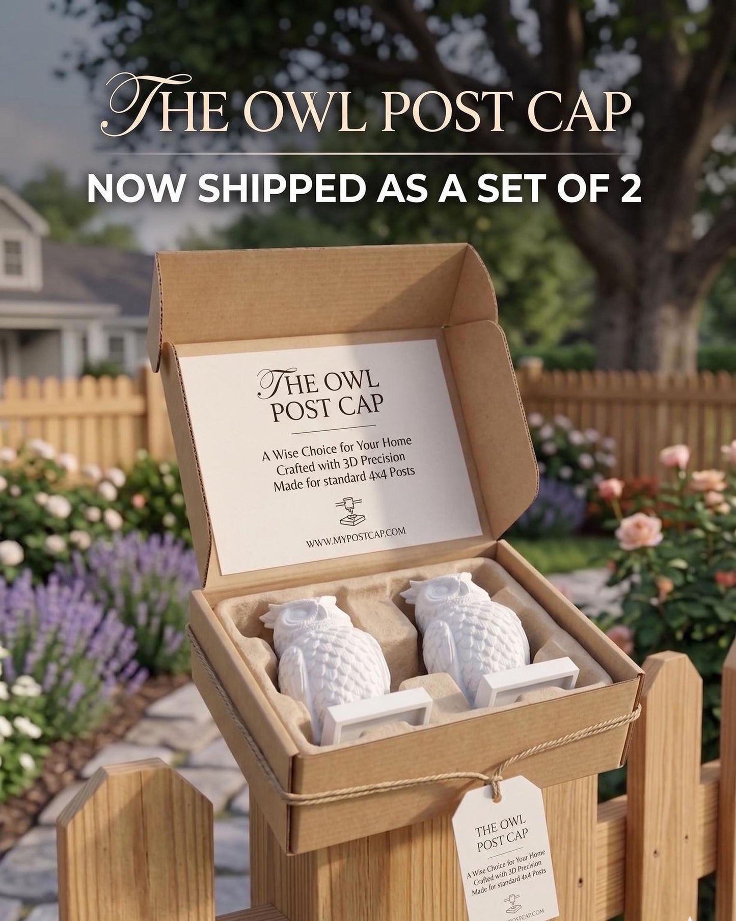 Wise Owl Post Cap | 4x4 Fence Topper | UV Resistant Outdoor Decor | Modern Farmhouse Style