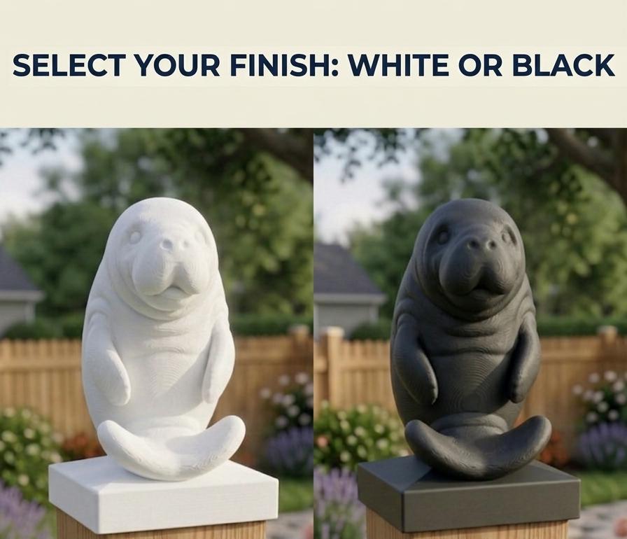Manatee Post Cap | Decorative Fence Topper | Coastal Garden Gift | UV Resistant Outdoor Decor