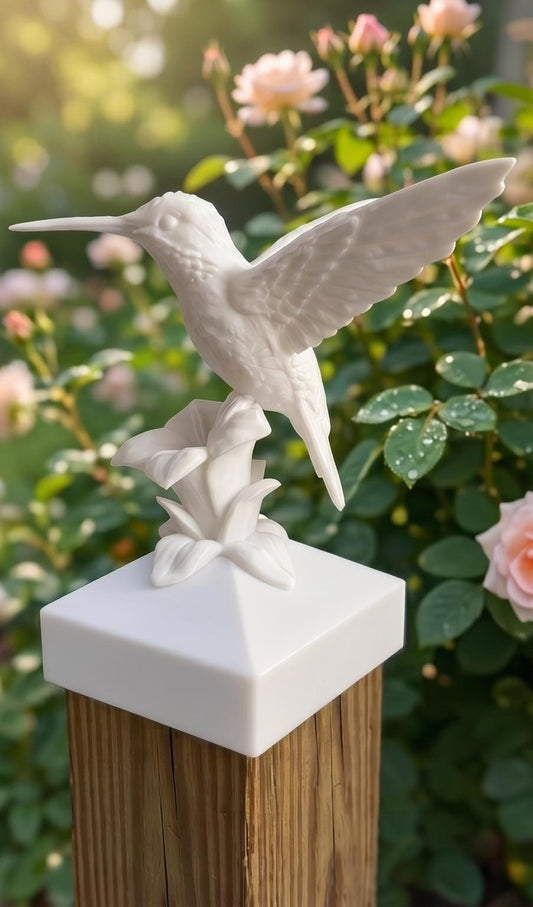 Hummingbird Post Cap | Decorative Fence Cap | Cottage Garden Decor | Nature Lover Backyard Gift