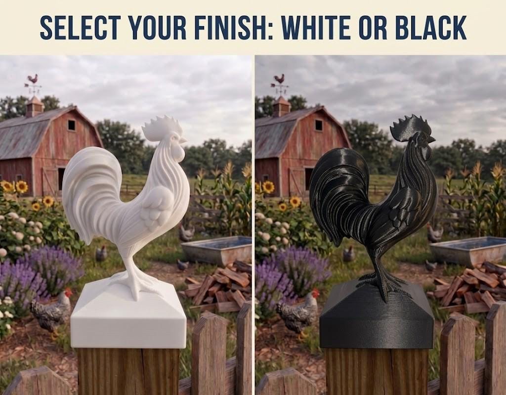 Rooster Post Cap | 4x4 Fence Topper | Chicken Coop Decor | Modern Farmhouse Style