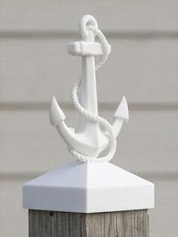 Anchor Post Cap | Nautical Fence Topper | Coastal Home Deck Finial | Beach House Decor