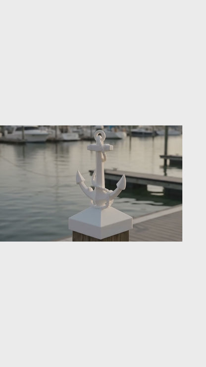 Anchor Post Cap | Nautical Fence Topper | Coastal Home Deck Finial | Beach House Decor
